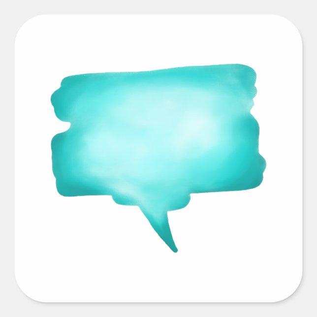 Pale Blue Watercolour Speech Balloon Square Sticker (Front)