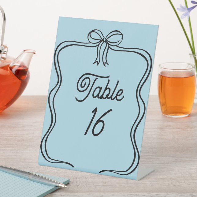 Pale Blue Wedding Table Number Acrylic Pedestal  Pedestal Sign (In SItu)