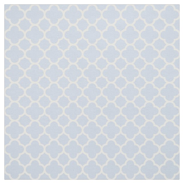 Pale Blue White Quatrefoil Pattern Fabric (Swatch)