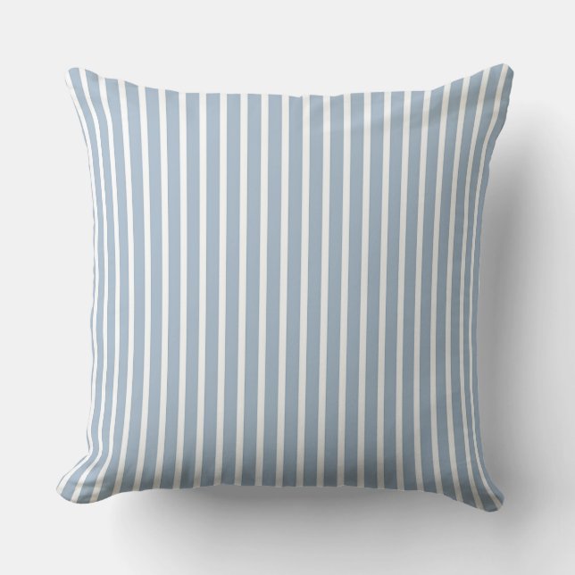 Pale Blue White Stripes   Cushion (Front)