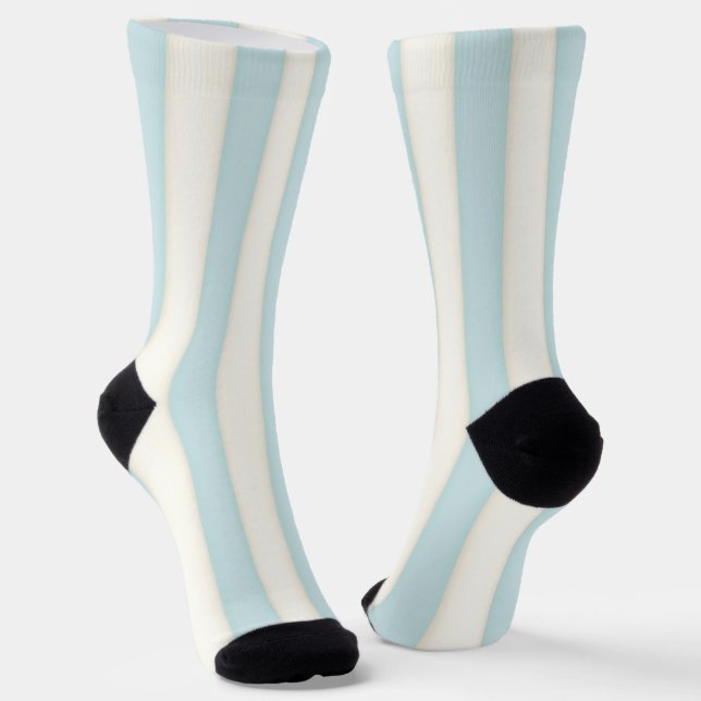 Pale Blue & White Vertical Stripes Socks (Angled)