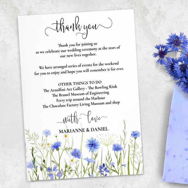 Pale Blue Wildflower Wedding Guest Welcome Enclosure Card (Creator Uploaded)