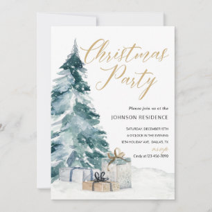 Pale Blue Winter Snow Christmas Party Invitation