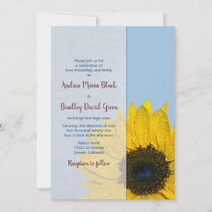 Pale Blue Yellow Sunflower Wedding Invitation