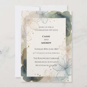 Pale Blush Abstract Floral Wedding Invitation