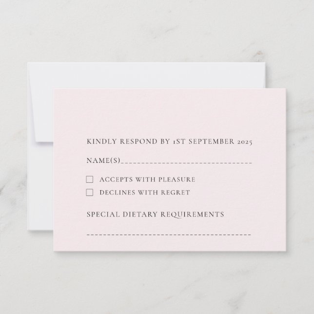 Pale Blush Light Pink Plain Solid Background  RSVP Card (Front)