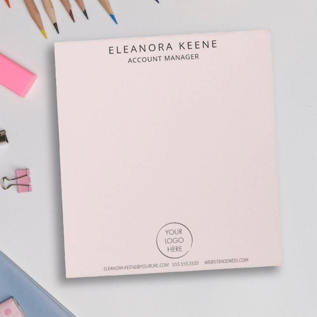 Pale Blush Logo, Name, and Contact Info Business Notepad (Creator Uploaded)