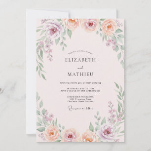Pale Blush Peony Wedding Invitation