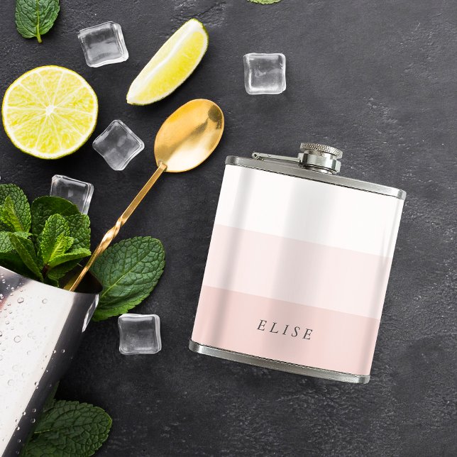 Pale Blush Pink & Grey Colorblock Hip Flask (Creator Uploaded)
