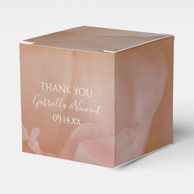 Pale Blush Pink Rose Floral Wedding Favour Box (Front Side)