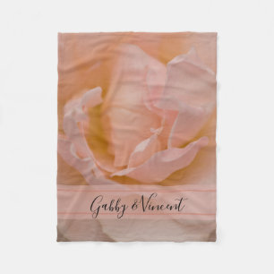 Pale Blush Pink Rose Floral Wedding Keepsake Fleece Blanket
