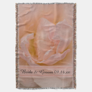 Pale Blush Pink Rose Floral Wedding Keepsake Throw Blanket