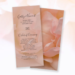 Pale Blush Pink Rose Floral Wedding Program Programme