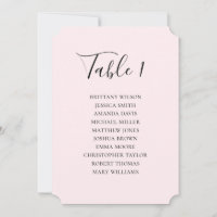 Pale Blush Pink Wedding Minimalist Seating Chart
