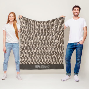 Pale brown fabric rugs Geometric Pattern Fleece Blanket