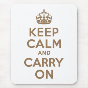 Pale Brown Keep Calm and Carry On Mouse Mat