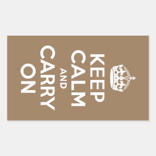 Pale Brown Keep Calm and Carry On Rectangular Sticker (Front)