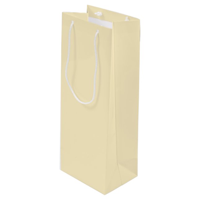 Pale Buttercup Yellow Solid Colour Wine Gift Bag (Front Angled)