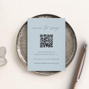 Pale Coastal Blue QR Code Wedding RSVP Enclosure Card