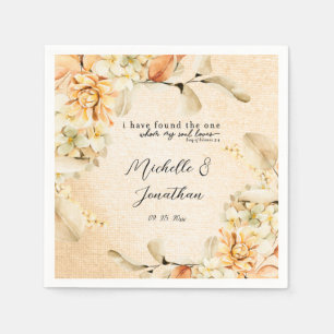 Pale Coloured Autumn Floral lnspirational Wedding Napkin
