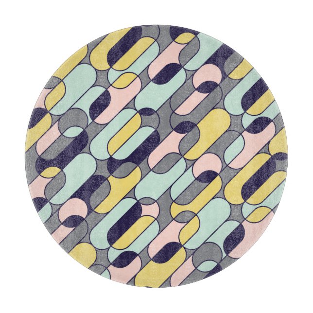Pale Colours Geometric: Retro Pattern Cutting Board (Front)
