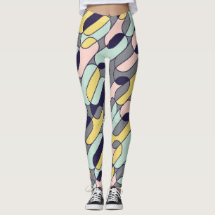Pale Colours Geometric: Retro Pattern Leggings