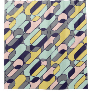 Pale Colours Geometric: Retro Pattern Shower Curtain