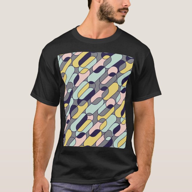 Pale Colours Geometric: Retro Pattern T-Shirt (Front)