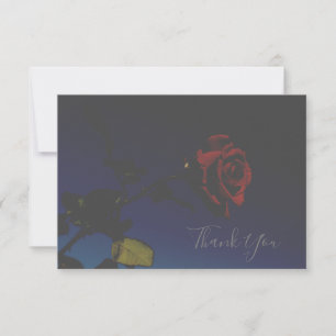 Pale Colours Red Rose Thank You Flat Card