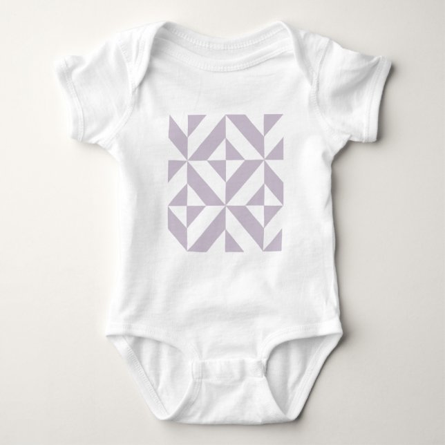 Pale Cool Grape Geometric Deco Cube Pattern Baby Bodysuit (Front)