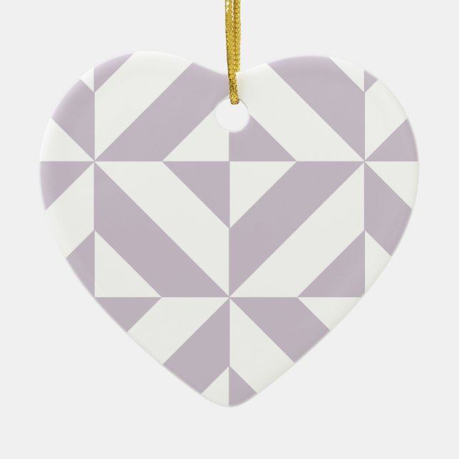 Pale Cool Grape Geometric Deco Cube Pattern Ceramic Tree Decoration (Front)