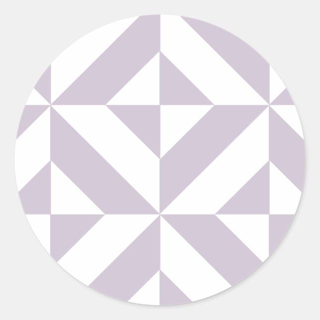 Pale Cool Grape Geometric Deco Cube Pattern Classic Round Sticker (Front)