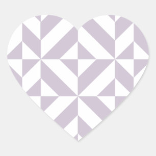 Pale Cool Grape Geometric Deco Cube Pattern Heart Sticker