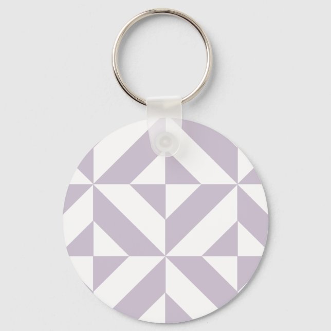 Pale Cool Grape Geometric Deco Cube Pattern Key Ring (Front)