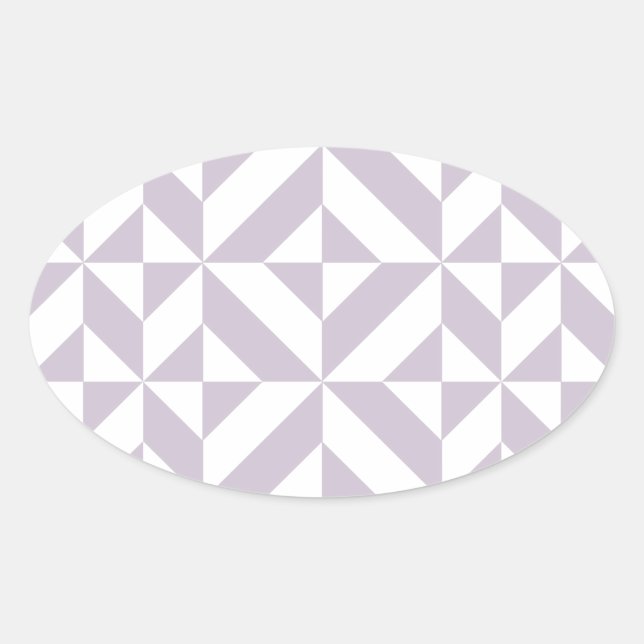 Pale Cool Grape Geometric Deco Cube Pattern Oval Sticker (Front)