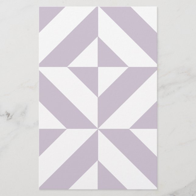 Pale Cool Grape Geometric Deco Cube Pattern Stationery (Front)