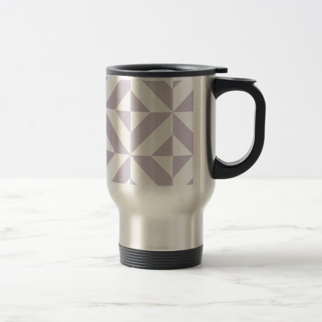Pale Cool Grape Geometric Deco Cube Pattern Travel Mug (Right)