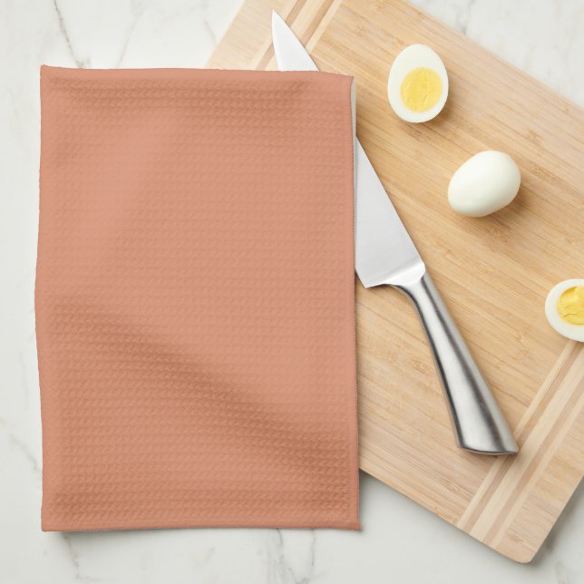 Pale Copper Custom Kitchen Dish Colour Matching Tea Towel (Quarter Fold)