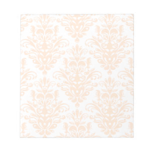 Pale coral Pink and white Elegant Damask Pattern Notepad