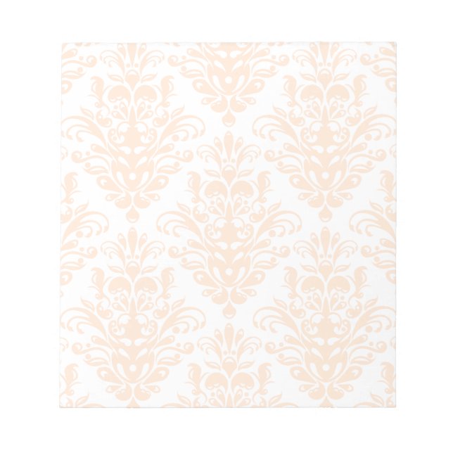 Pale coral Pink and white Elegant Damask Pattern Notepad (Front)
