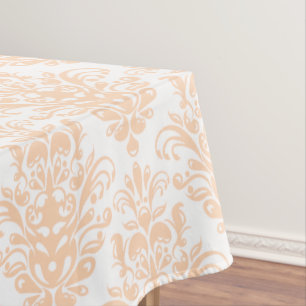 Pale coral Pink and white Elegant Damask Pattern Tablecloth