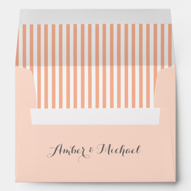 PALE CORAL Striped Damask Invite Envelope V18 (Back (Bottom))