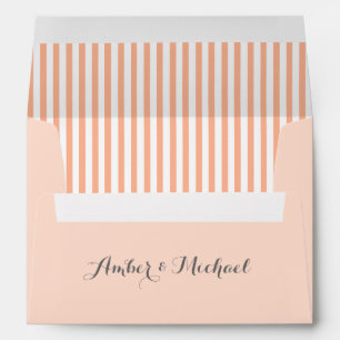PALE CORAL Striped Damask Invite Envelope V18