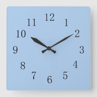 Pale Cornflower Blue Kitchen or Bathroom Cordless Square Wall Clock
