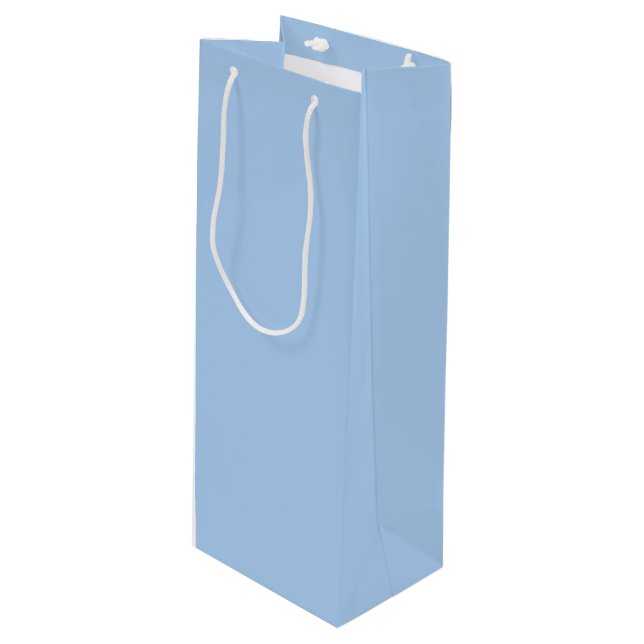 Pale Cornflower Blue Solid Colour Wine Gift Bag (Front Angled)