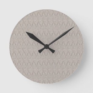 Pale Cream Faux Diamond Knit Pattern Small Round Clock