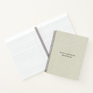 Pale cream linen fabric notebook