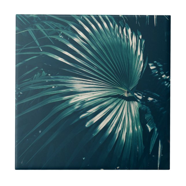 Pale Dark Green Palm Tree Leaf Tile (Front)