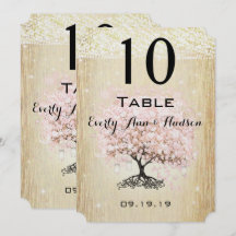 Pale Dogwood Heart Leaf Tree Table Number