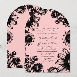 Pale Dogwood Pink and Black Wedding Invitation